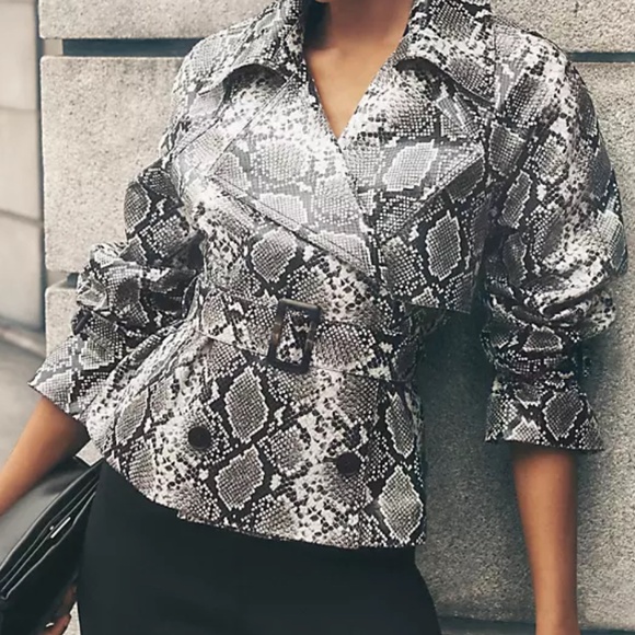 Ann Taylor Snake Print Crop Trench Coat XXL - Picture 1 of 8